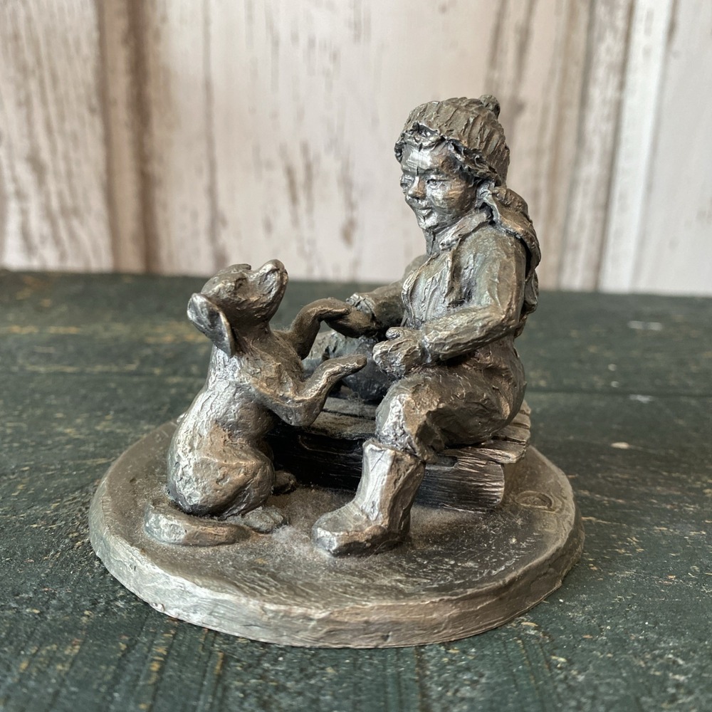 International Pewter 1973‎ Boy with his Dog Figurine by Robert Drury